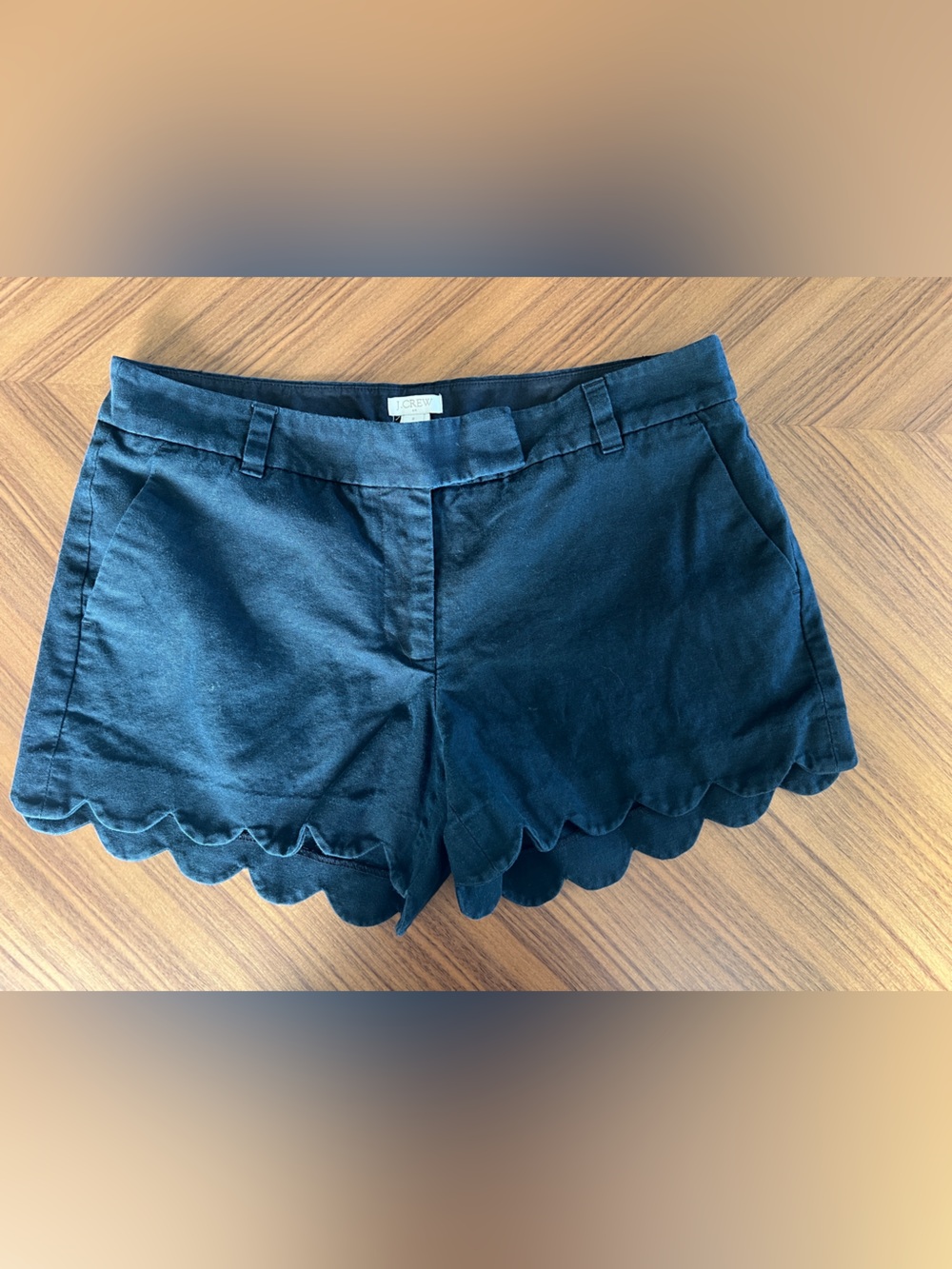 J. Crew Navy Scallop-Edge High-Waist Shorts